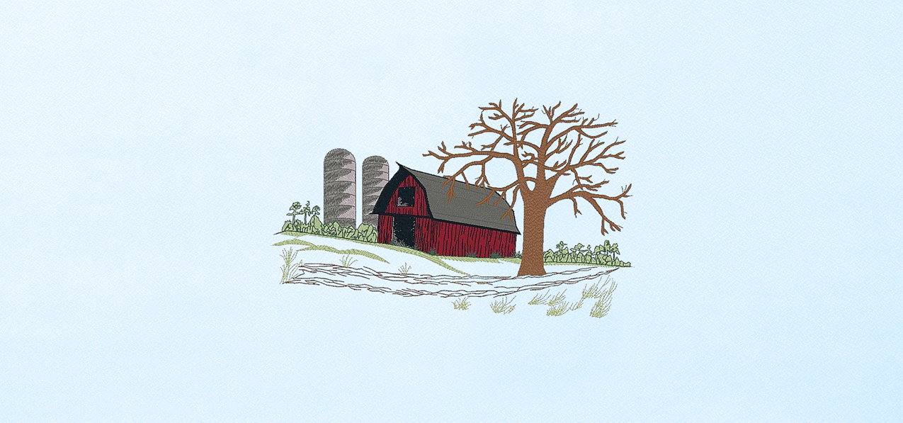 90 5611 Barn Scene Blue